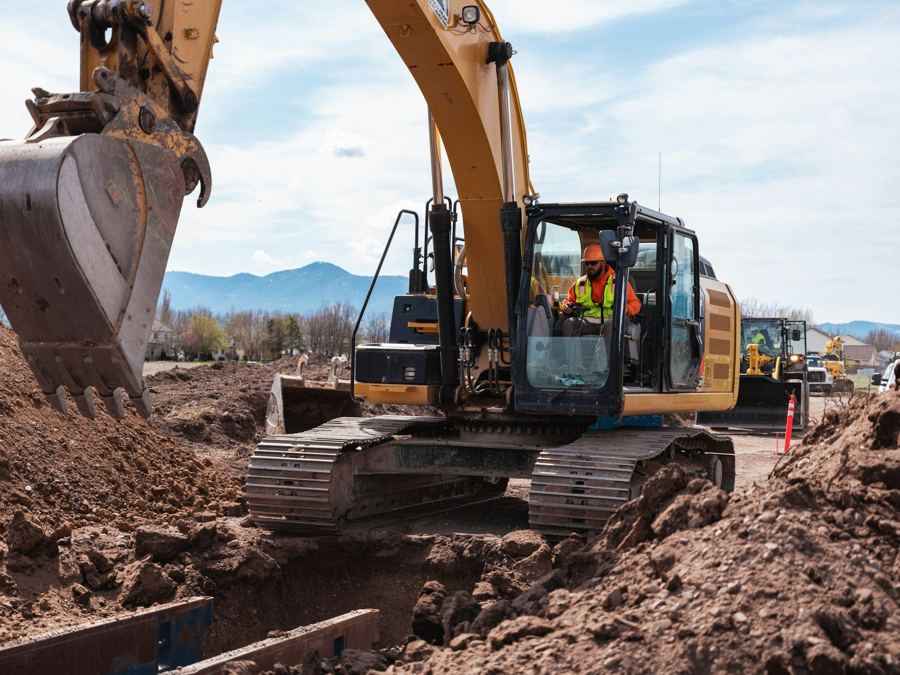 An excavator working on a site.